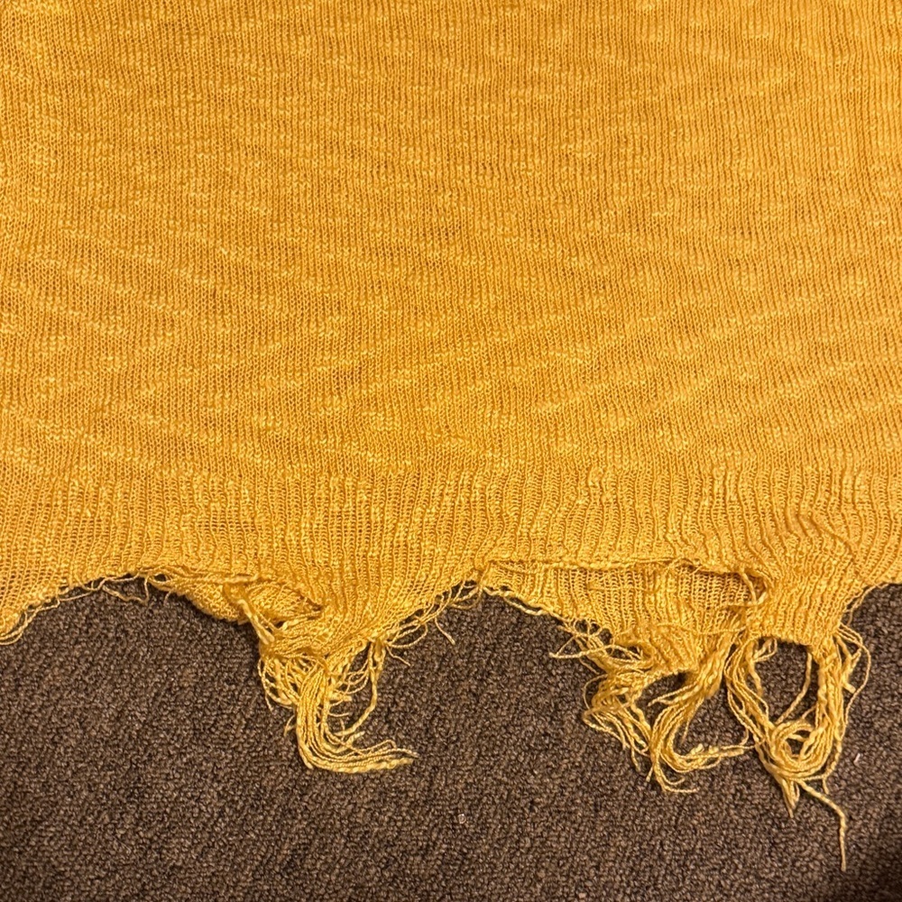 ADORA Mustard V-Neck Sweater with White Stars - Picture 10 of 10